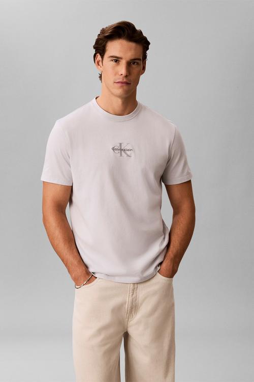 Short sleeve 30s micro monologo graphic tee - grey