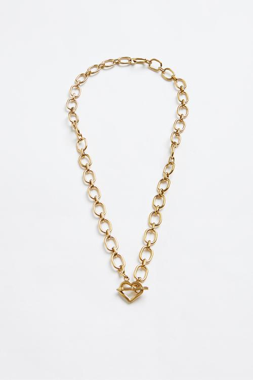 Modern Heart T-Bar Necklace - Gold