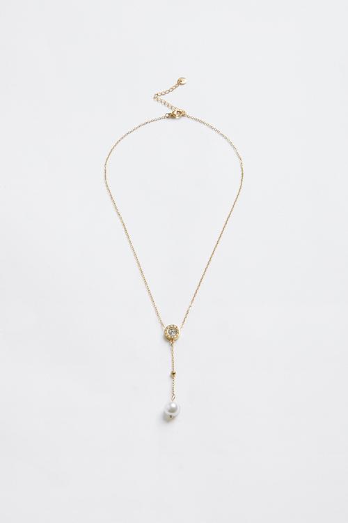 Pretty Pearl-Drop Necklace - Gold
