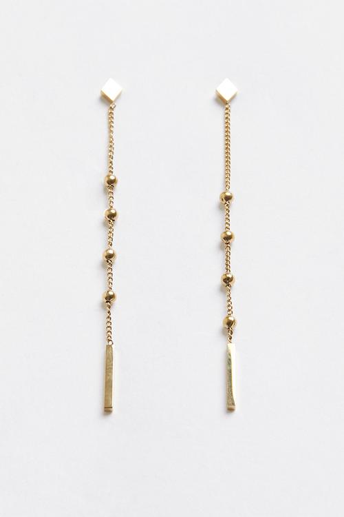 Elegant Ball And Chain Drop-Earrings - Gold