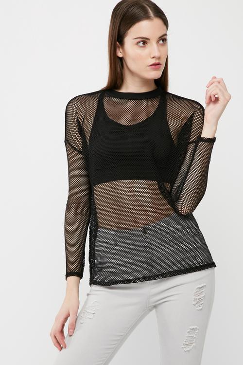 Fishnet long sleeve top