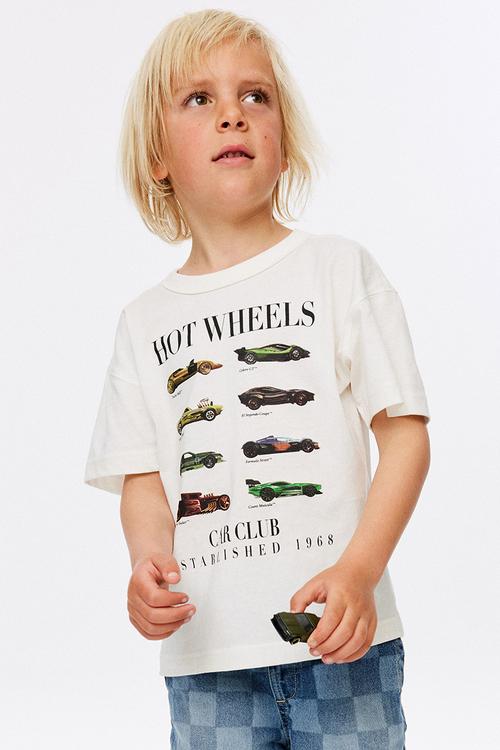 Licensed Drop Shoulder Short Sleeve Tee - Lcn Mat Vanilla/ Hot Wheels Car Club