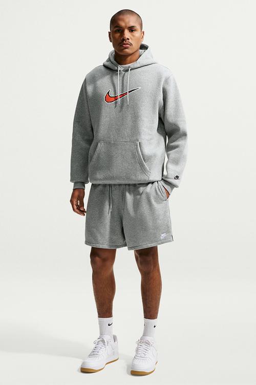 Nsw Club Frech Terry Flow Shorts - Dk Grey Heather/Lt Smoke Grey/White
