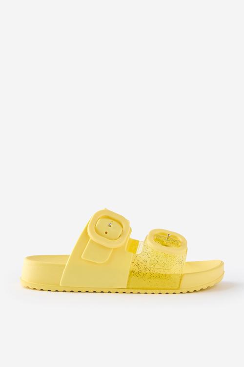 Kids Double Buckle Jelly Slide - Goldy/Sparkles