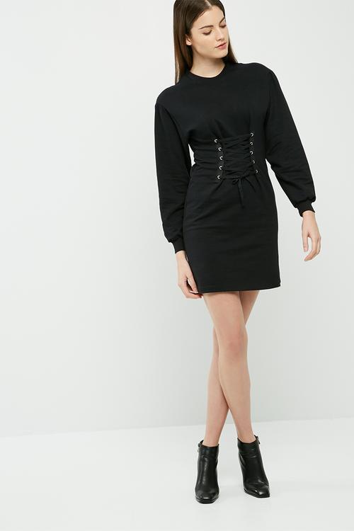 Lace up sweat dress