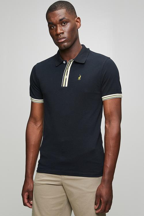 MENS CONTRAST PLACKET SS GOLFER - Navy
