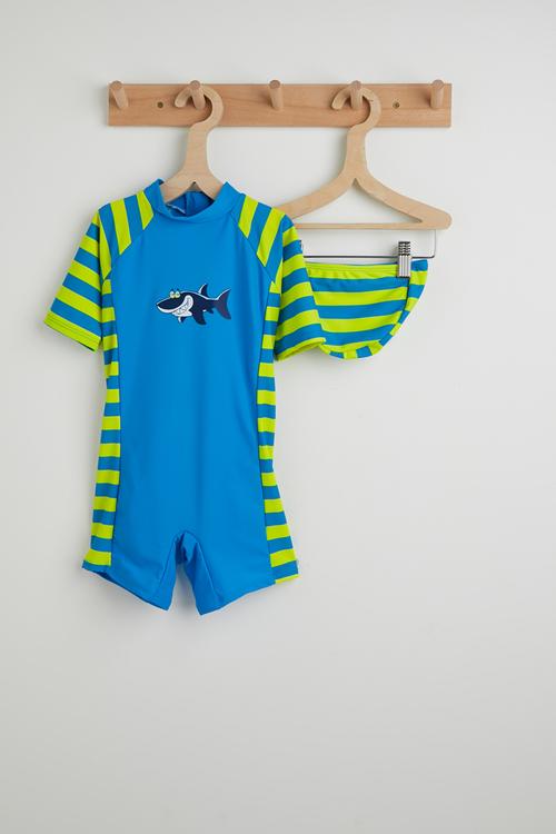 2 Piece swimwear set - blue/yellow stripes