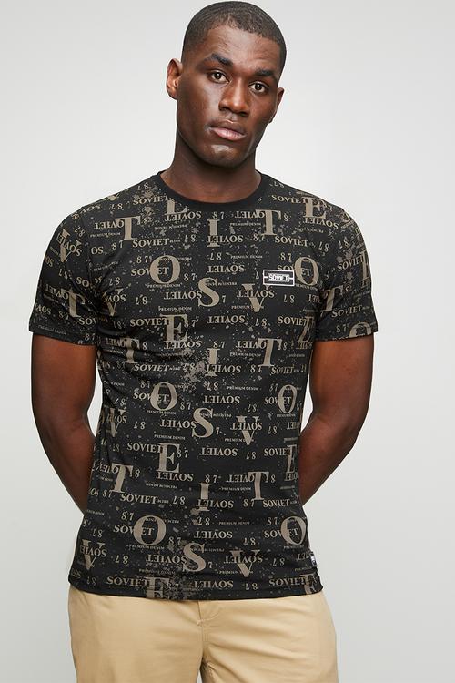 Rotary Print Fashion Tee - Black