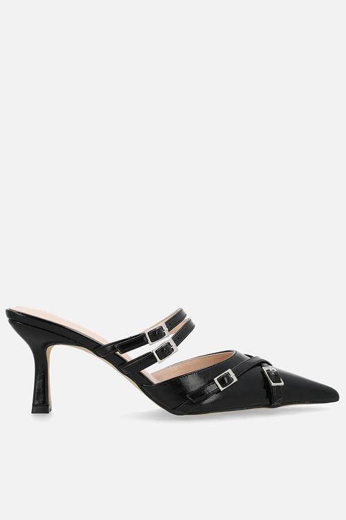 Freesia stiletto heel mule - black patent