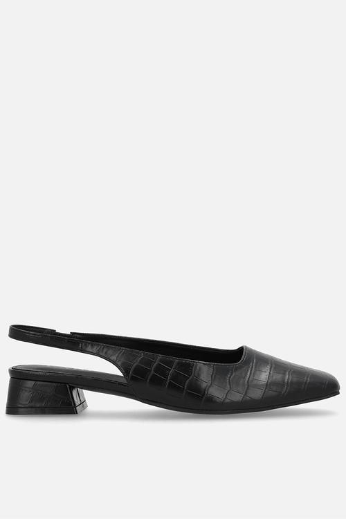 Norine block heel slingback - black croc