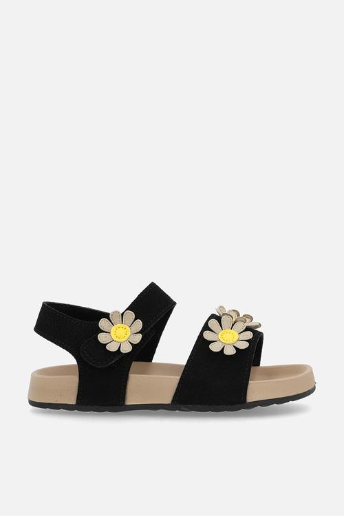 Daisy applique sandals - black