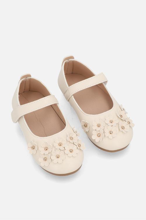 Floral applique pumps - floral white