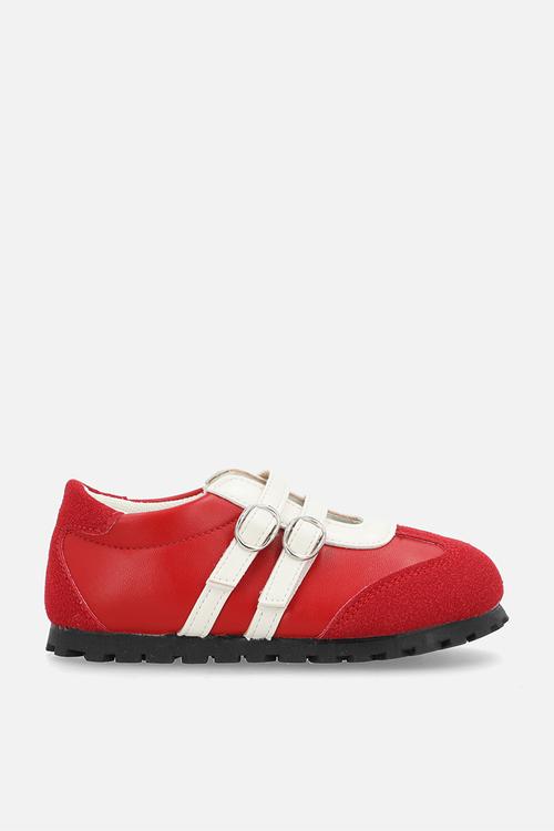 Double strap athletic pumps - red/white
