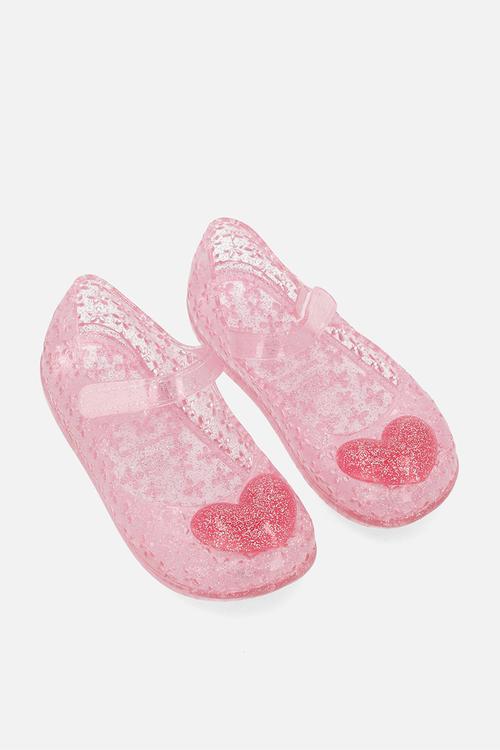 Heart decoration jelly sandals - pink
