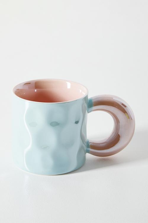 Swirl pattern metallic mug - blue/pink