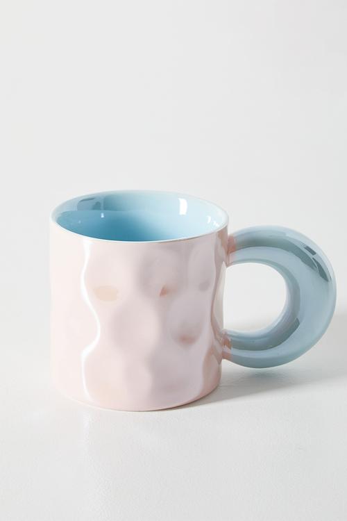 Swirl pattern metallic mug - pink/blue