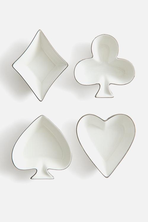 4-pack porcelain mini bowls - white/card suits