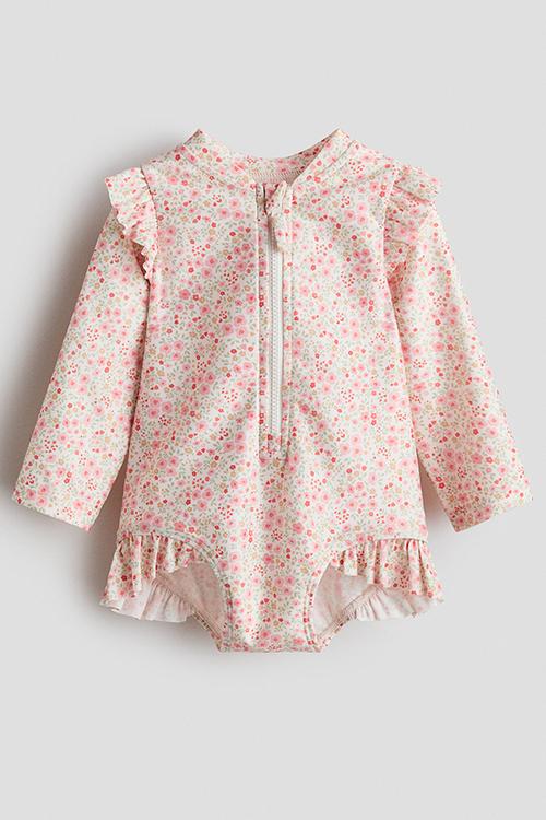 Long-sleeved swimsuit - pink/floral