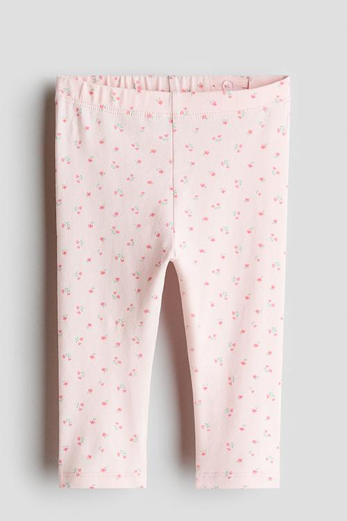 Printed cotton leggings - light pink/floral