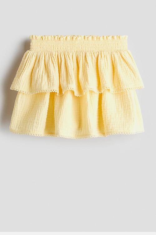 Tiered muslin skirt - yellow
