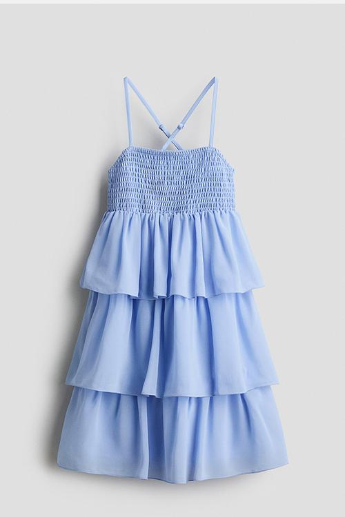 Tiered chiffon dress - light blue