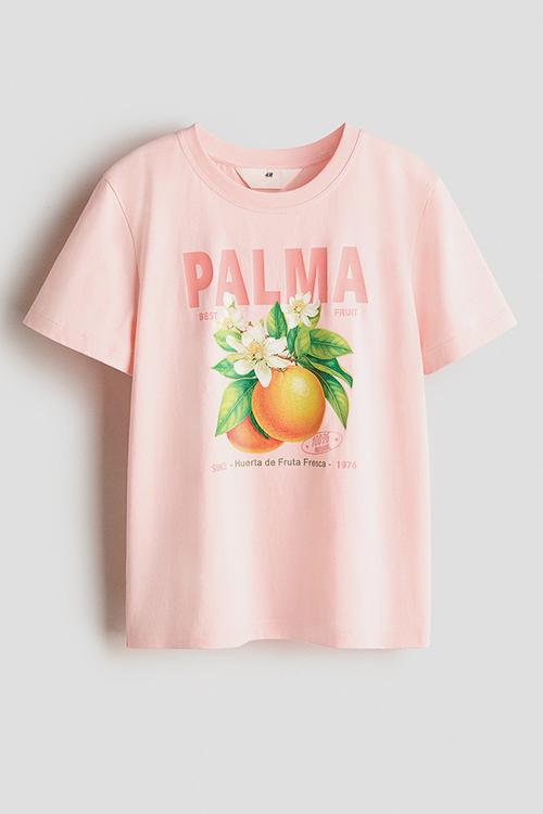 Printed T-shirt - light pink/oranges