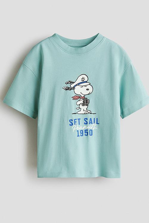 Oversized printed T-shirt - turquoise/snoopy