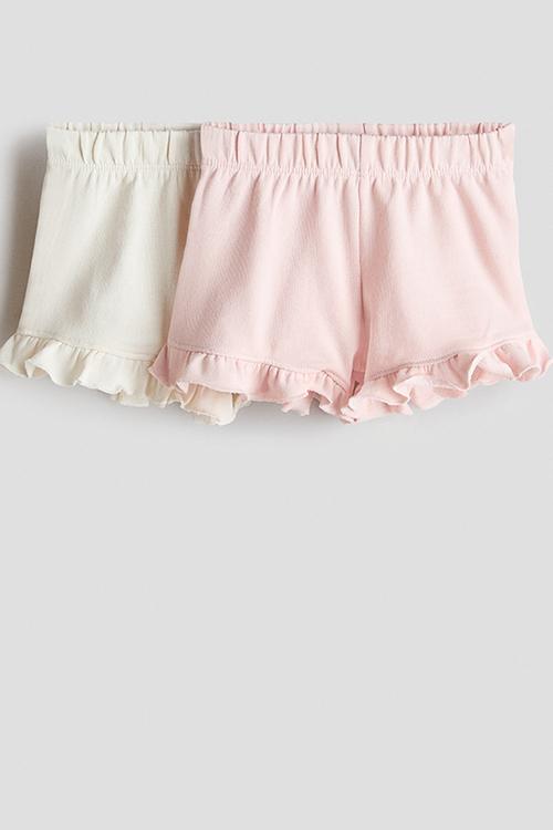 2-pack frill-trimmed shorts - light pink/white