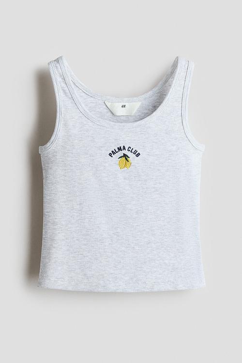 Motif-detail vest top - light grey marl/palma club