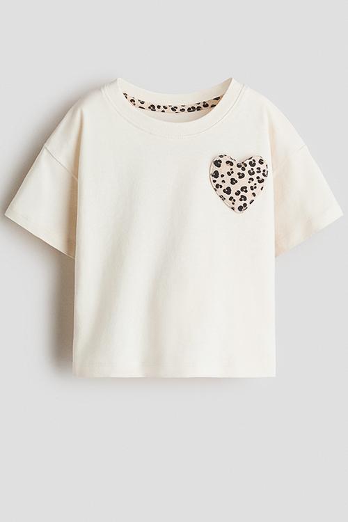 Embellished t-shirt - light beige/heart