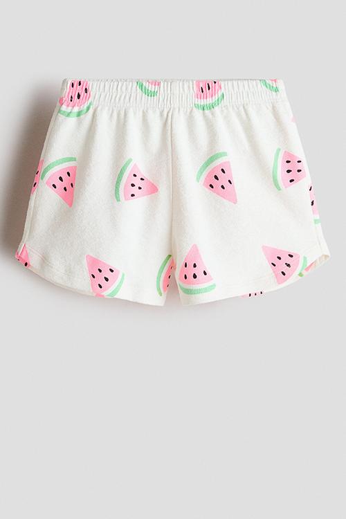 Cotton jersey shorts - white/watermelons