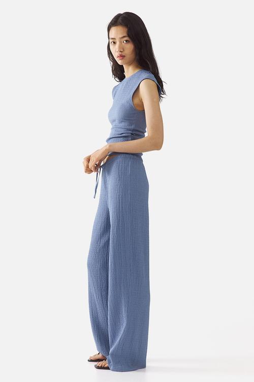 Textured jersey trousers - pigeon blue