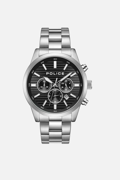 Steel Case Black Dial Steel Strap - Silver