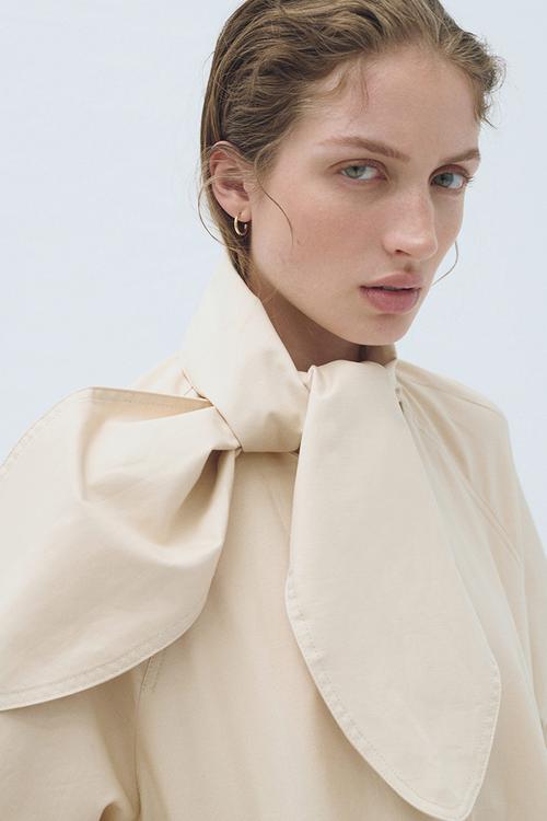 Scarf-collar linen-blend jacket - cream