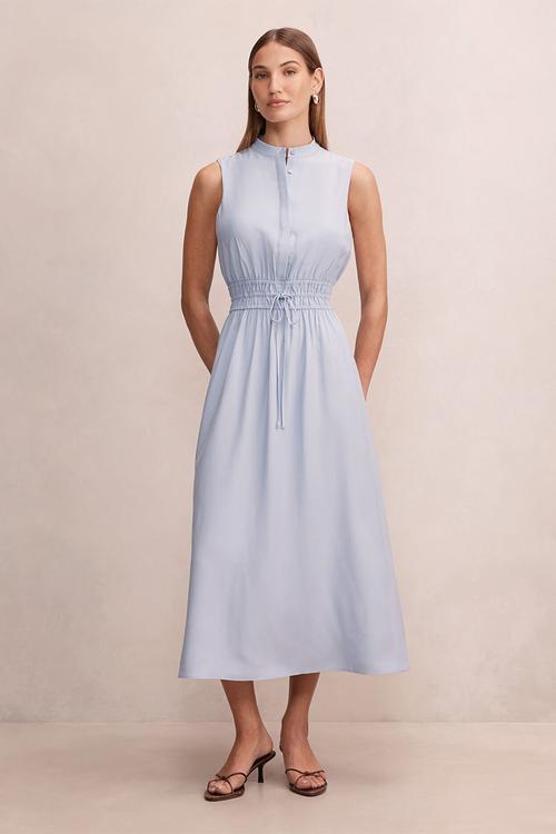 Laura elastic waist midi dress in heather blue