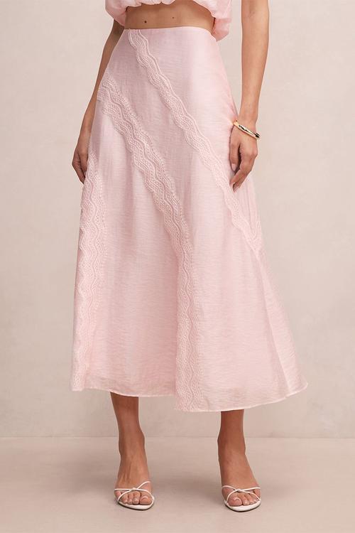 Maeve lace detail skirt in primrose pink co-ord