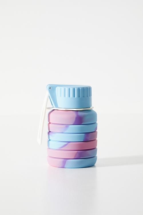 Silicone foldable water bottle - blue/pink