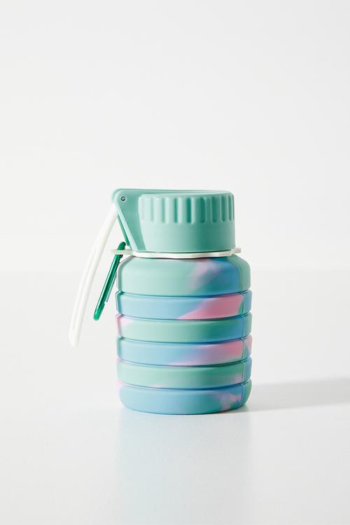 Silicone foldable water bottle - green/blue
