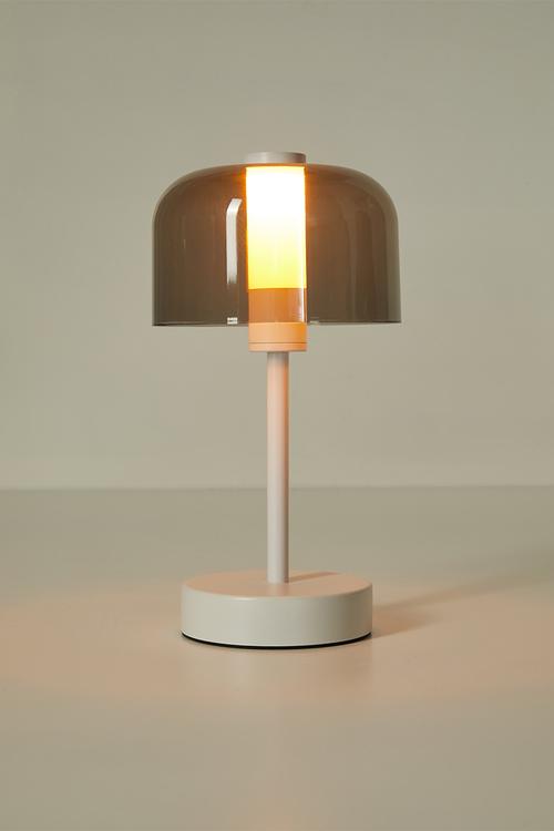 Glass shade lamp - white/black
