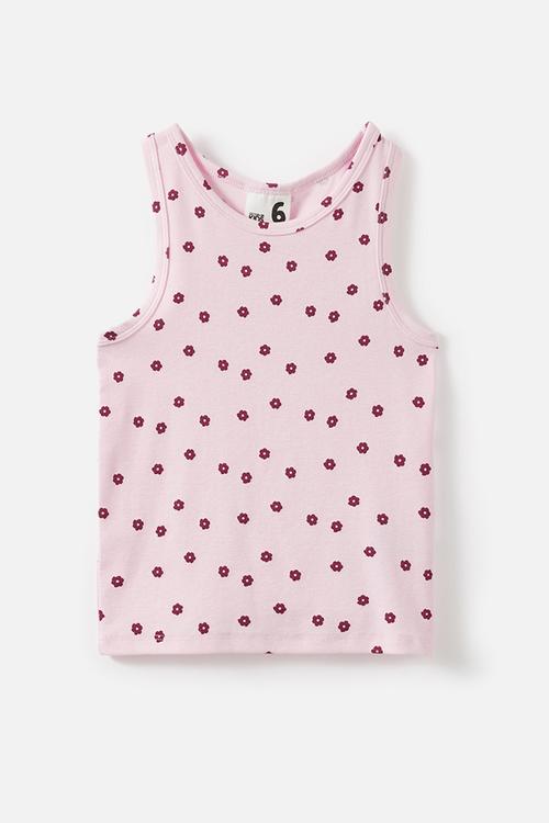 Fitted Essential Racer Back Tank - Ballet Pink/Ditsy Floral