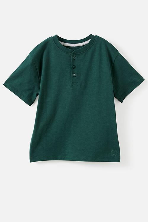 Slub Henley Tee - Winter Jade