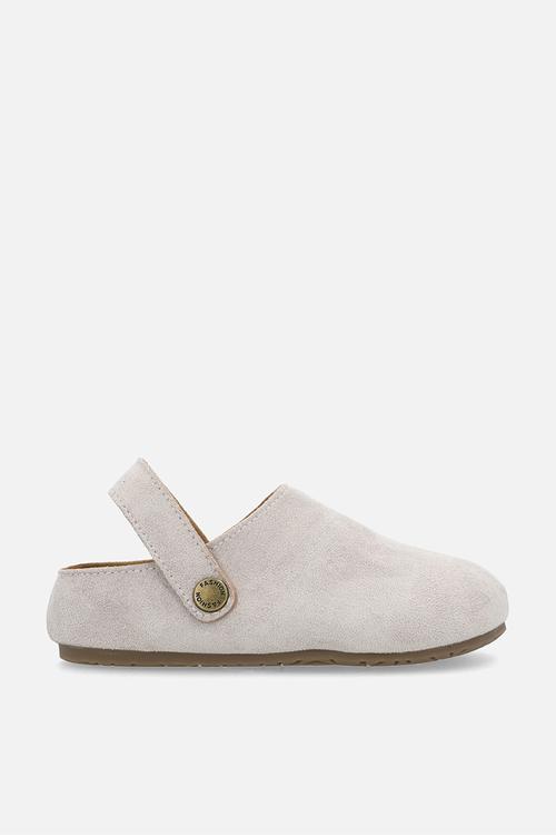 Suedette mule shoes with buckle strap - grey