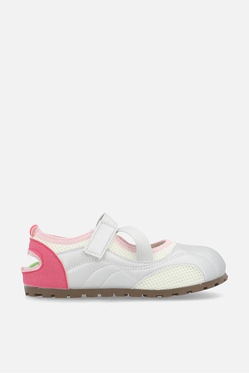 Sporty Mary Janes with hook and loop closure - silver & pink