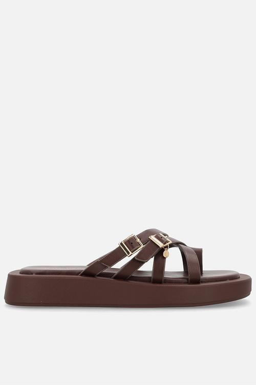 Coconut 16 multi strap thick sandal - chocolate