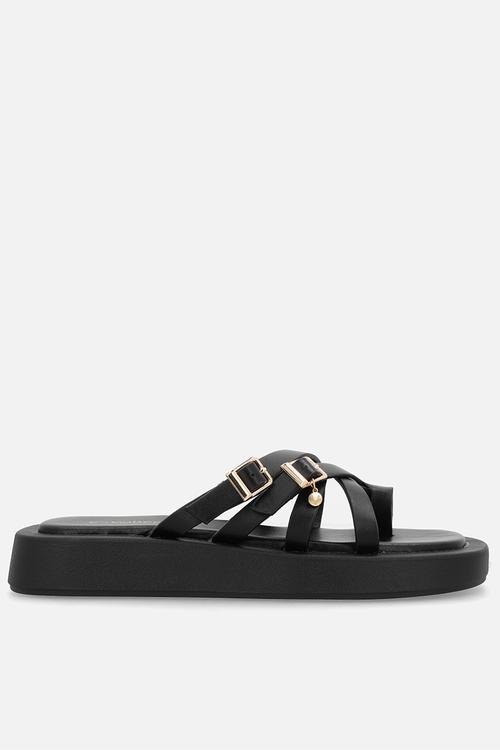 Coconut 16 multi strap thick sandal - black
