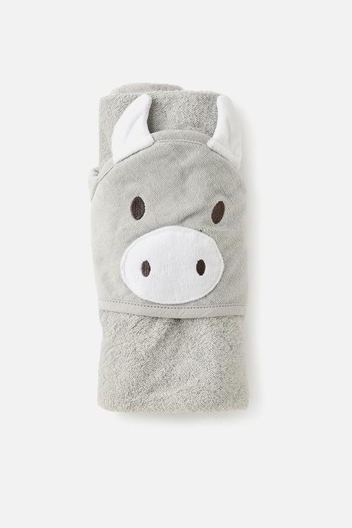 Baby Organic Snuggle Towel - Grey/Cow