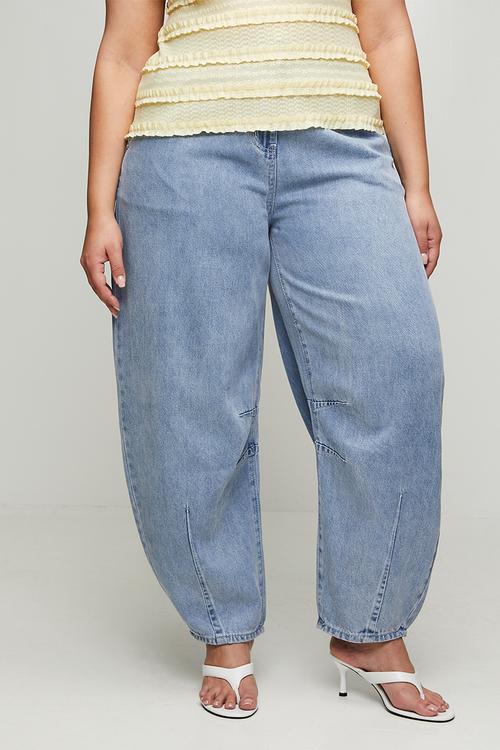Plus Lyocell Barrel Jeans - Bleached Wash