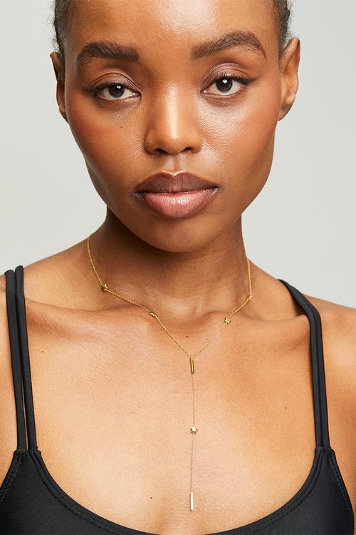 Trendy Lariat Necklace - Gold