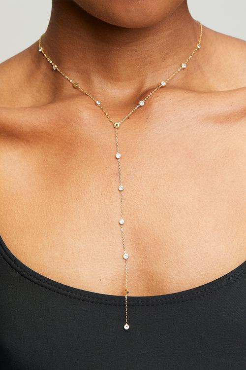 Trendy Lariat Necklace - Gold