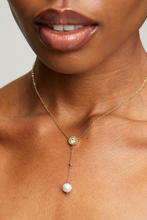 Pretty Pearl-Drop Necklace - Gold